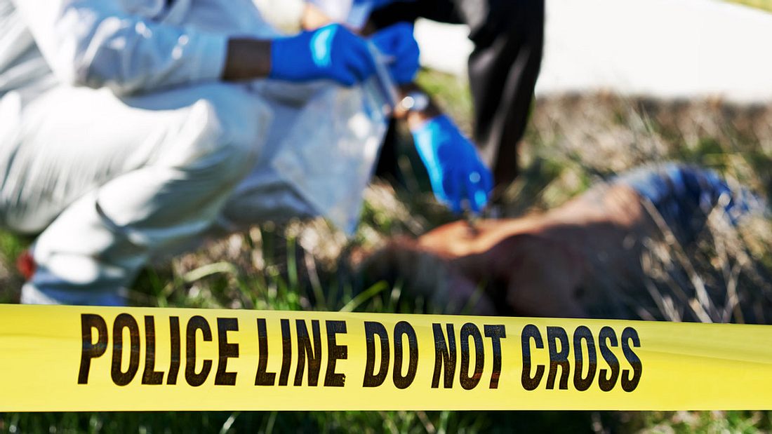 Die Polizei untersucht einen Mordfall Die Polizei untersucht einen Mordfall