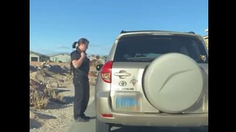 Polizist bei Verkehrskontrolle
