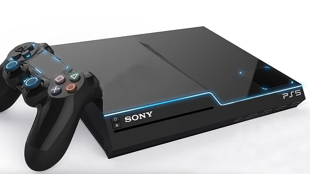 Die PlayStation 5 im Design-Entwurf.