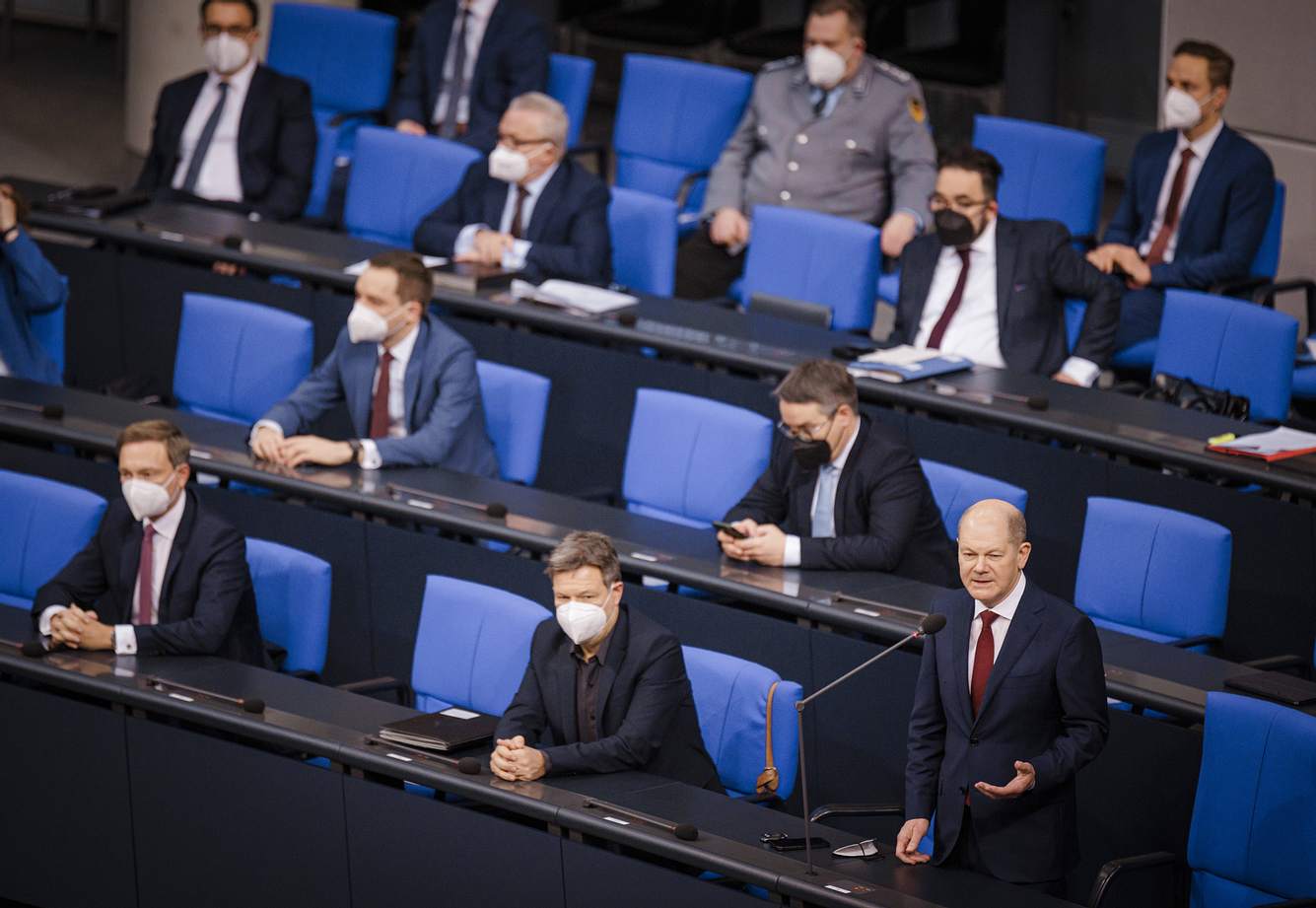 Bundestag Plenarsaal Plenarsaal Bundestag, Fokus auf Olaf Scholz