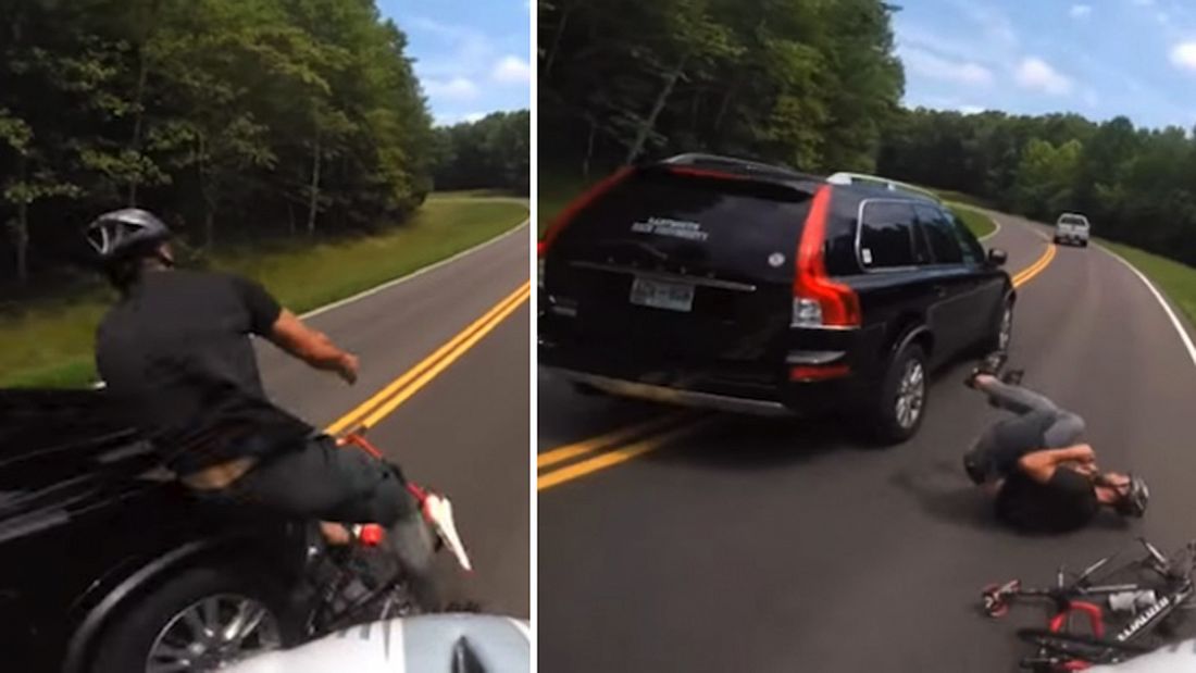 Road Rage: Ein Autofahrer rammt einen Mountainbiker