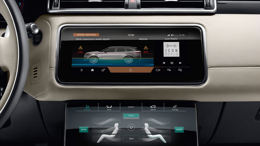 Range Rover Velar-Cockpit (Ausschnitt) Range Rover Velar-Cockpit