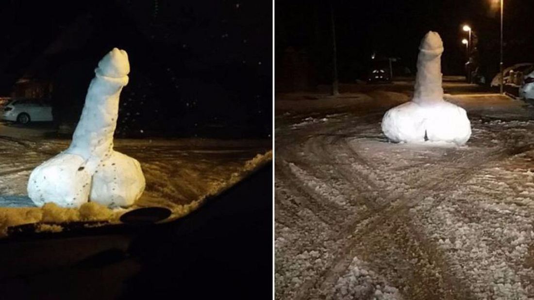 In Millingen: Ein gigantischer Schnee-Penis Ein Schnee-Penis in Millingen