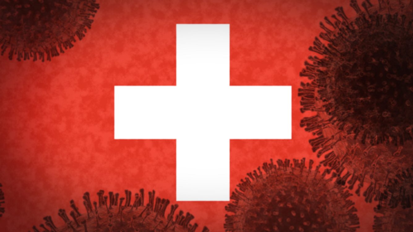 Coronaviren auf Flagge der Schweiz