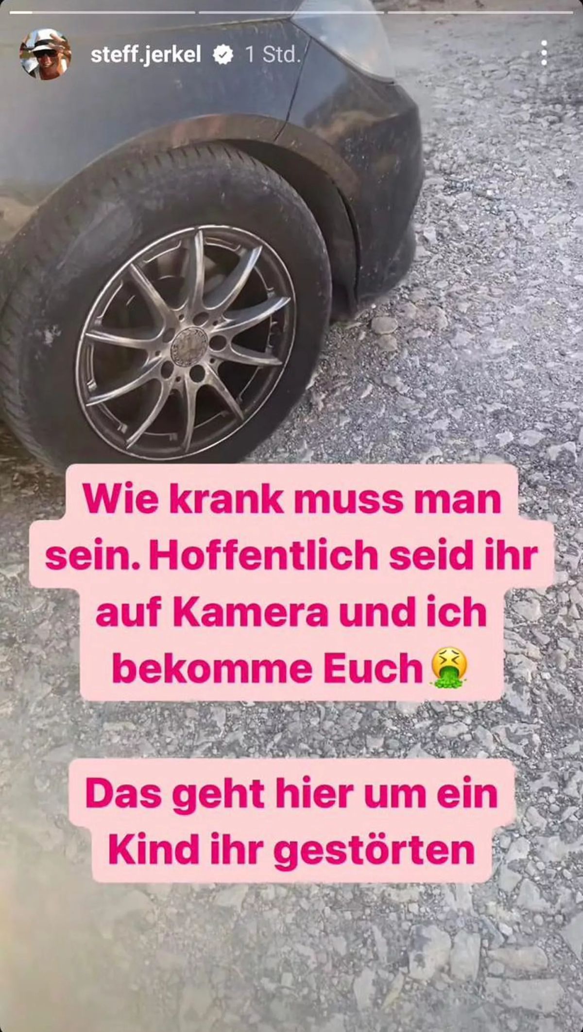 Steff Jerkels Post zu sabotiertem Auto