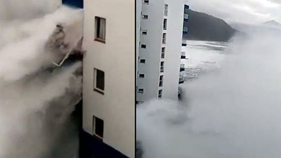 Touristen wegen Monsterwellen aus Hochhaus in Teneriffa evakuiert