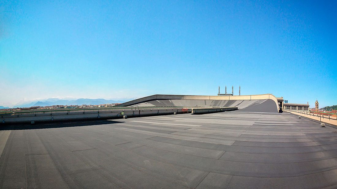 Die Rennstrecke auf dem Dach des Lingotto-Gebäudes. Die Rennstrecke auf dem Dach des Lingotto-Gebäudes