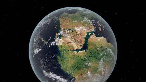 Planet Erde mit Urkontinent Pangea,  aus dem Weltall gesehen - Foto: imago images / StockTrek Images