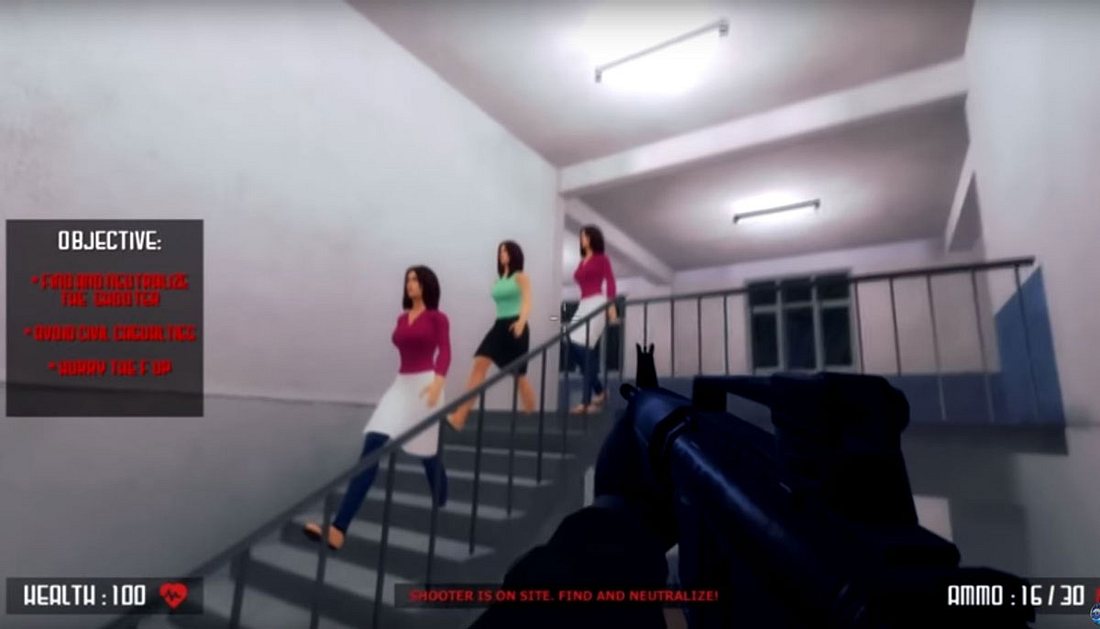 Szene aus dem Trailer zum Spiel Active Shooter Szene aus dem Trailer zum Spiel Active Shooter