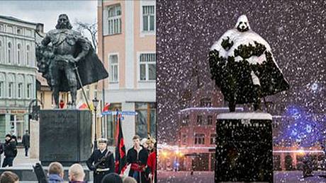 Die Statue von Jakob von Weiher in Wejherowo hat sich über Nacht in Darth Vader verwandelt - Foto: instagram.com/wejherowo