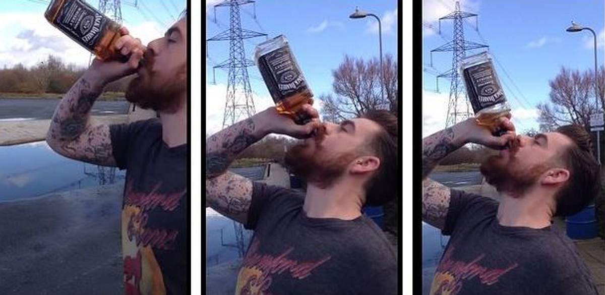 Will Williams trinkt eine Flasche Jack Daniels aus ex